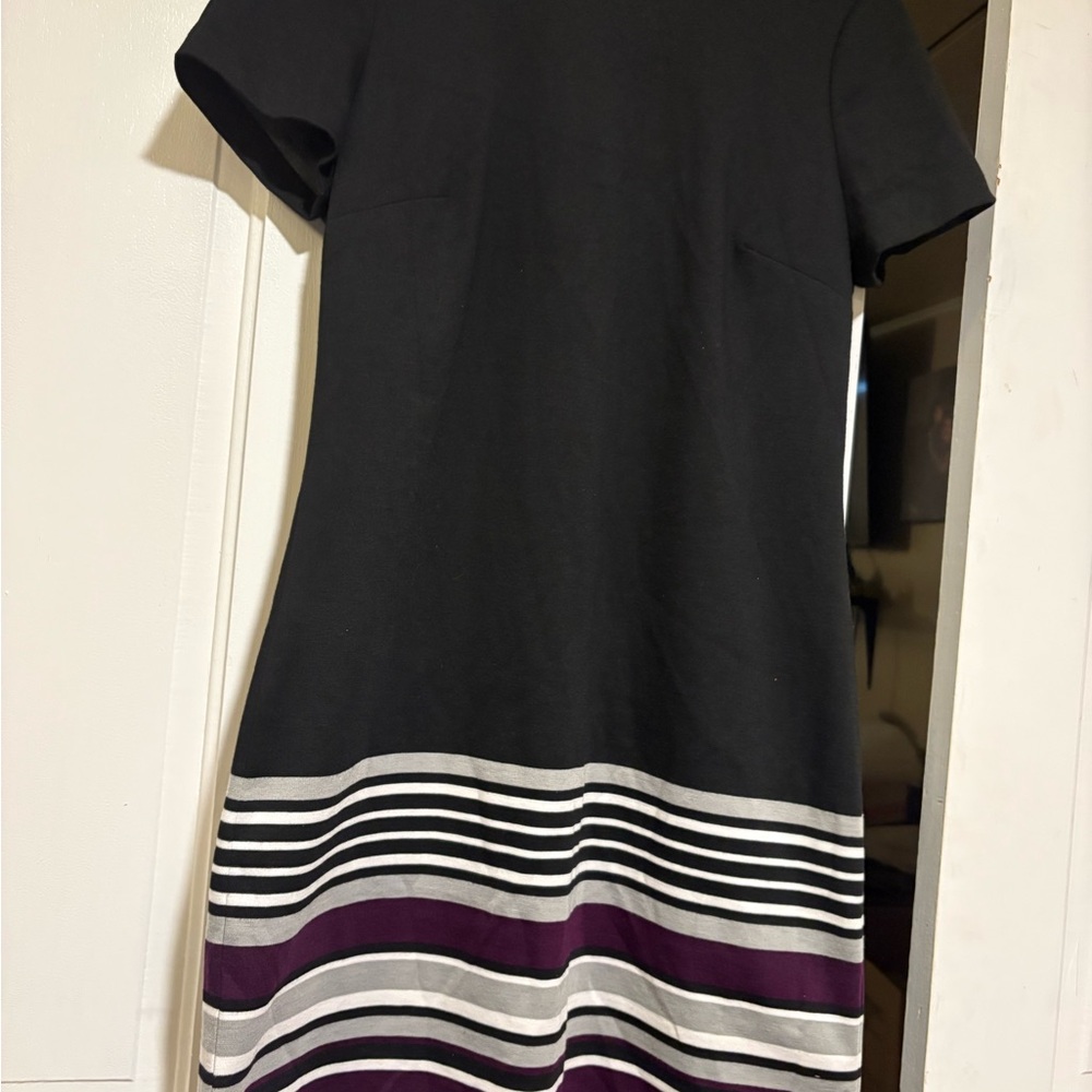 Elegant Black and Purple Striped Dress